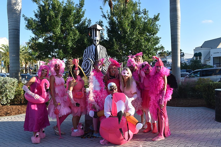 The Longboat Key Club's tennis group, or rather, flock of flamingos.