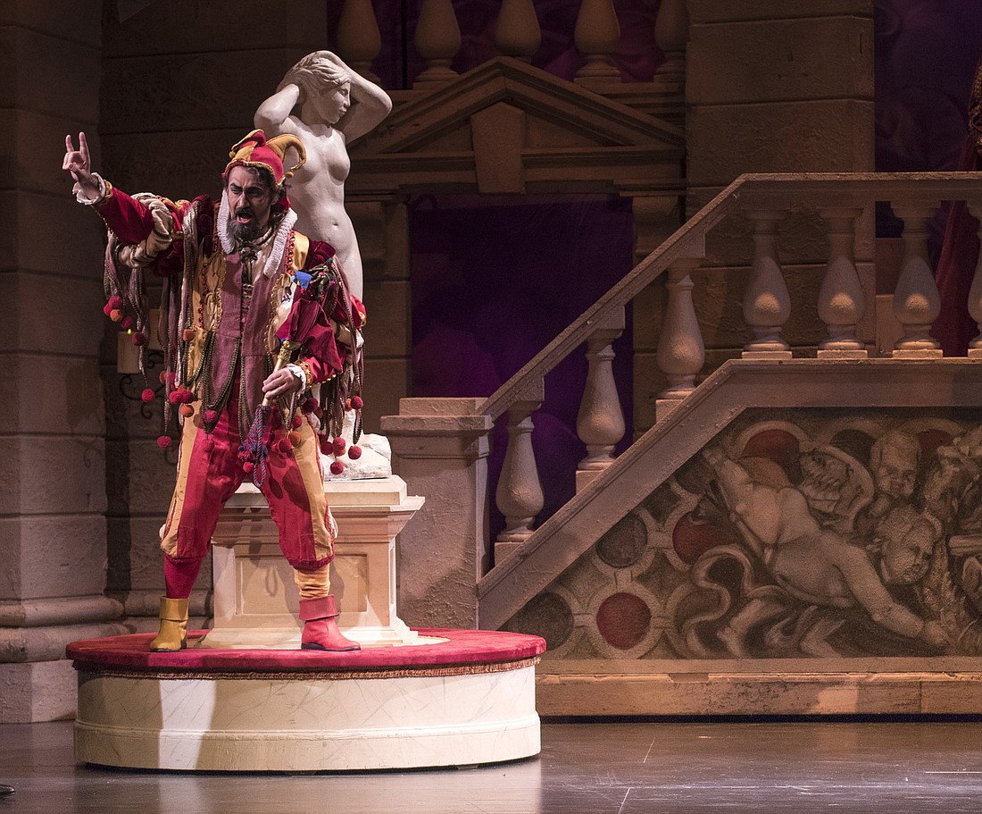 Marco NisticÃ² portrays the duke&#39;s court jester, Rigoletto.