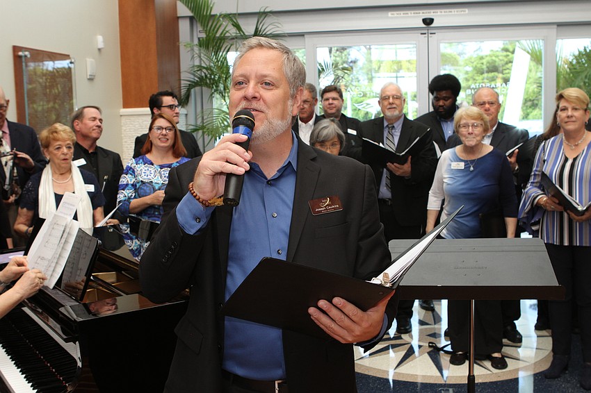 Artistic Director Joseph Caulkins addressed the crowd.