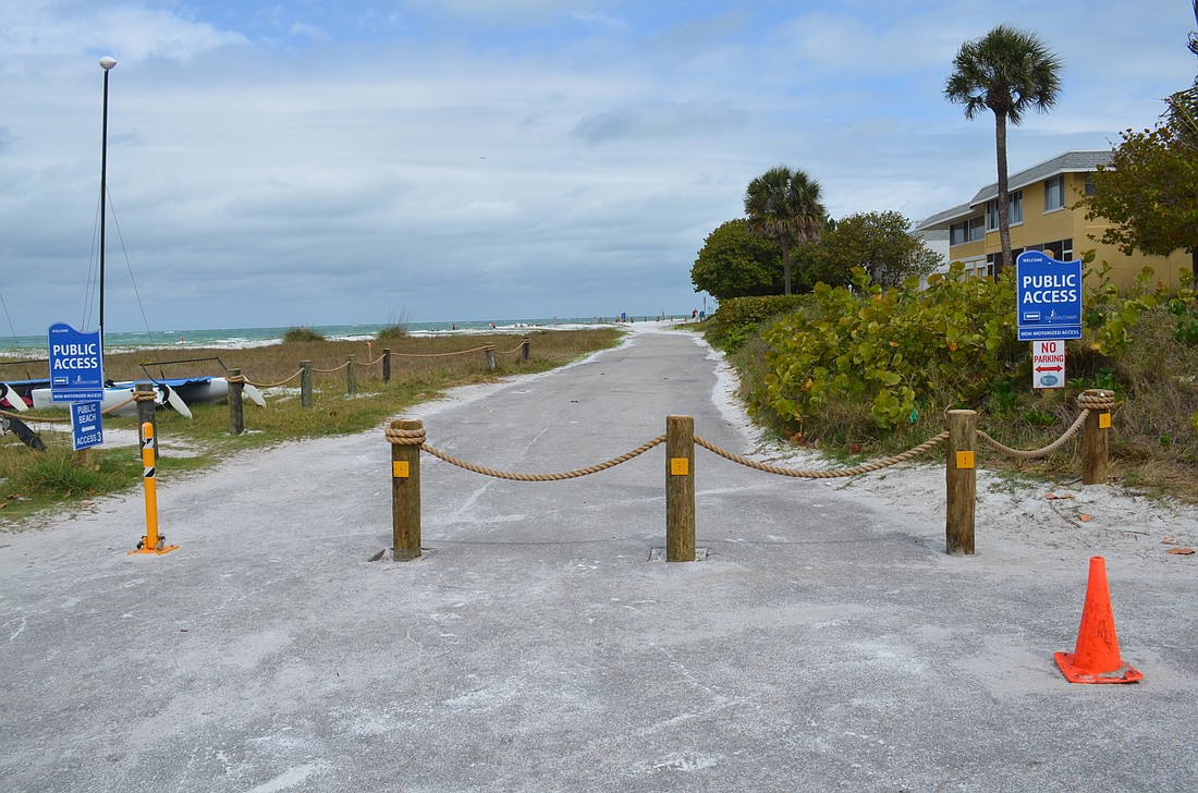 An easement along Beach Road, shown here in 2017, has maintained public access to the beach across the vacated right of way.