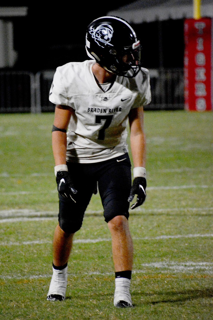 Pirates wideout Connor Losada lines up before the snap.
