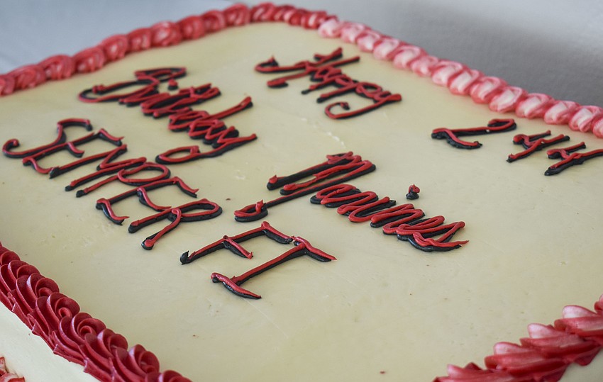 A cake cutting ceremony is a major part of the Marine Corps birthday.