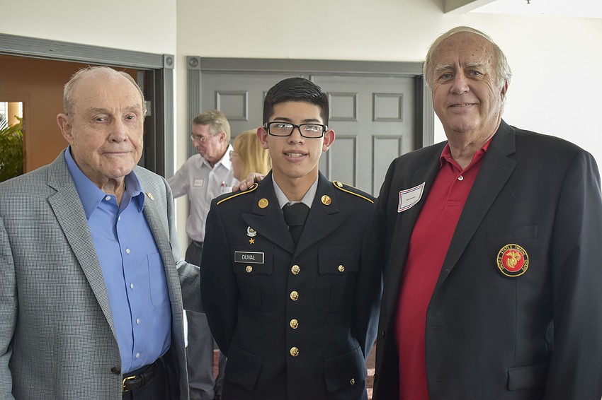 Major General Jarvis Lynch, Sarasota Military Academy student Henry Duval and Tom Roadley