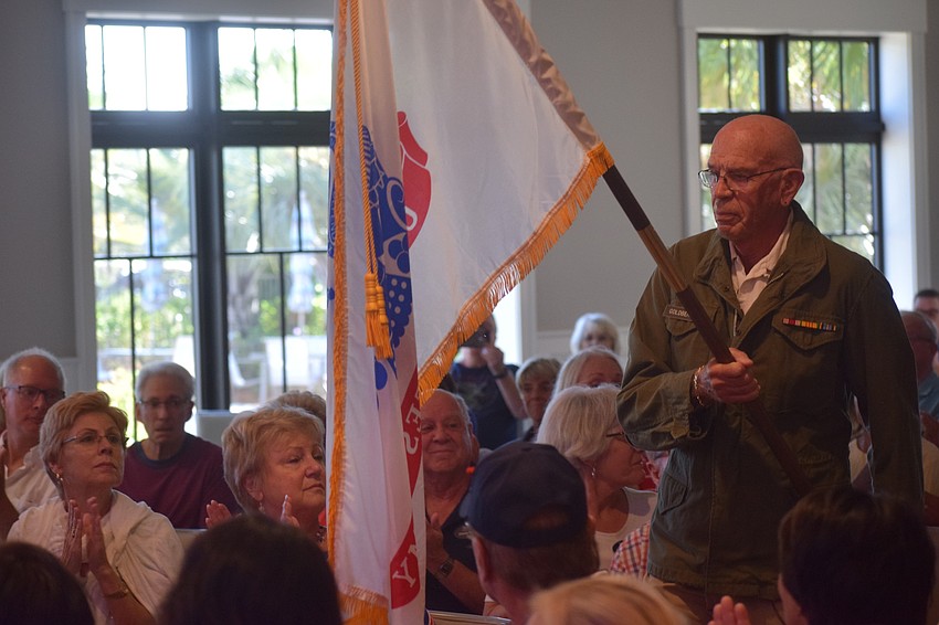 Army veteran Harvey Goldberg of Del Webb is honored during the ceremony.