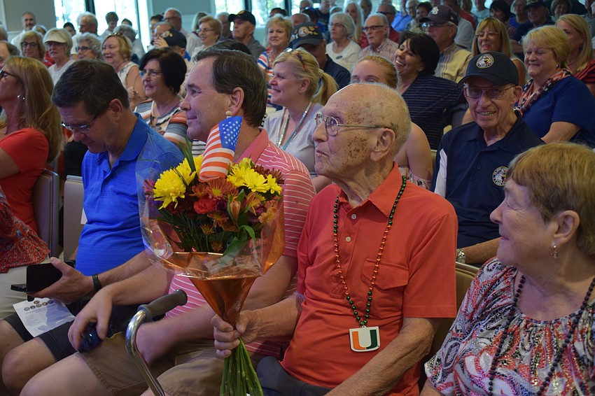 World War II veteran George Seltzer of Del Webb served in the Air Corps and is honored at the ceremony.
