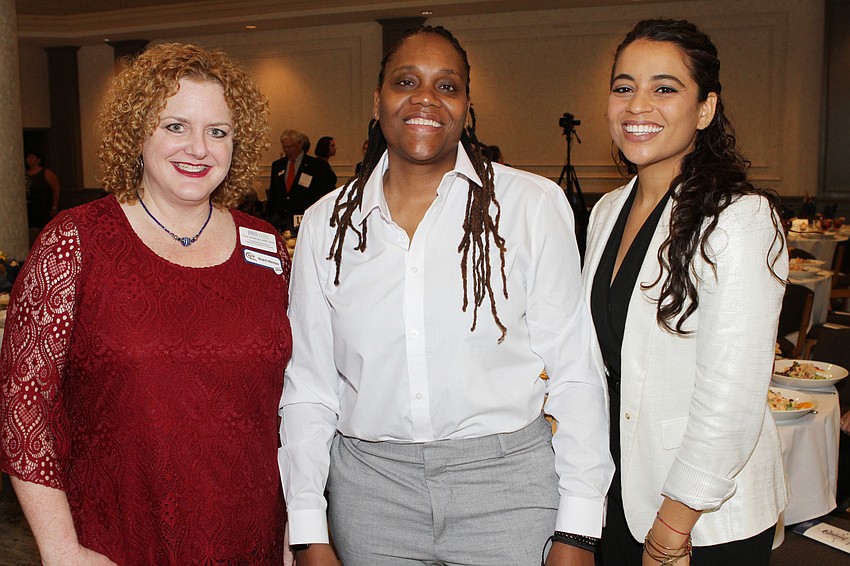 Co-chairwoman Tracy Vanderneck, speaker Sebrena Pawley and co-chairwoman Shaelina Holmes