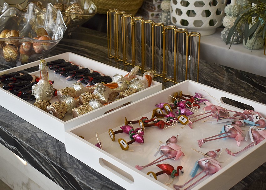 Keeping with the southwestern Florida vibe, many ornaments from the mart are beach themes.