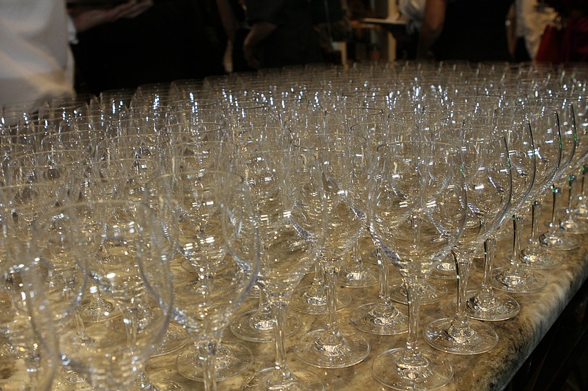 There was an abundance of wine glasses for guests to choose from.