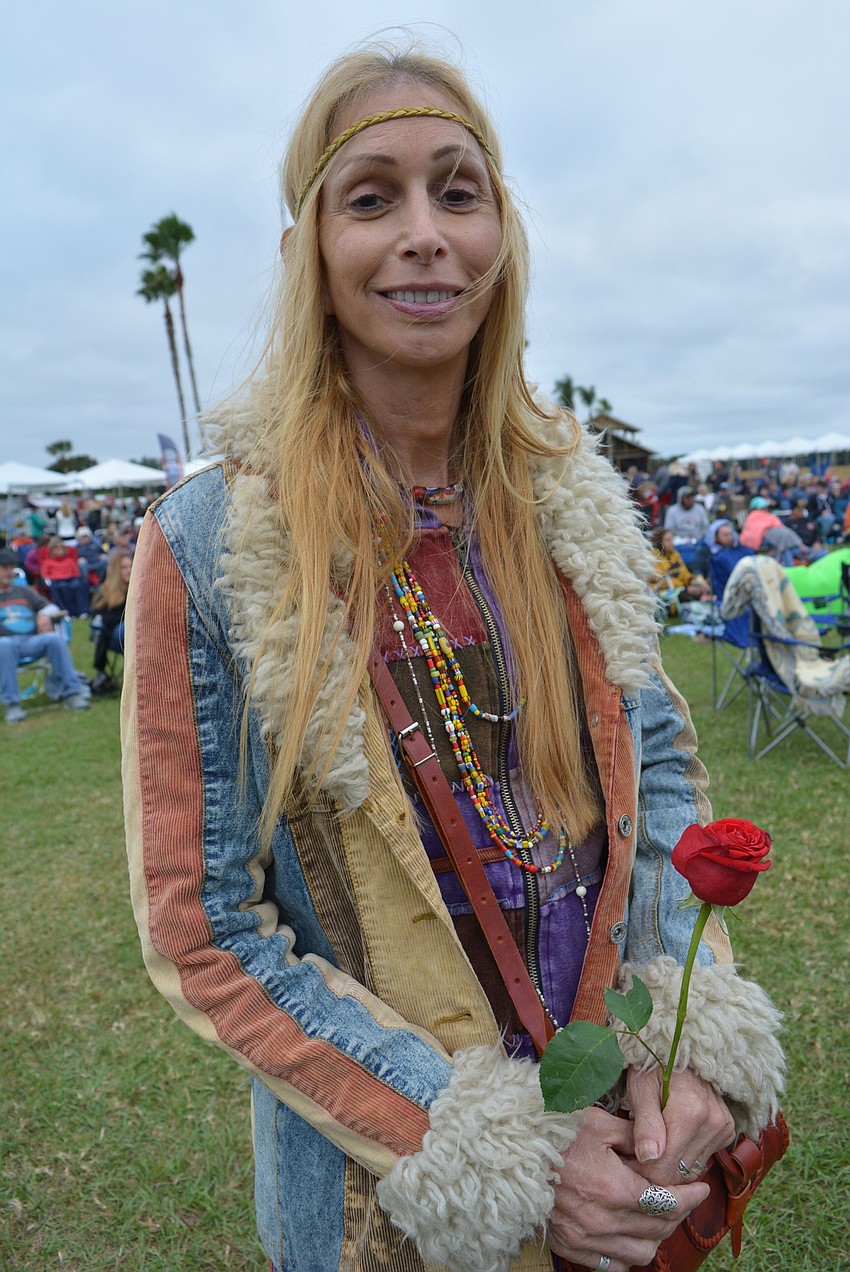 Venice resident Julia Noway makes her own hippy-styled jewelry and clothing so was a good fit for a festival celebrating Woodstock.