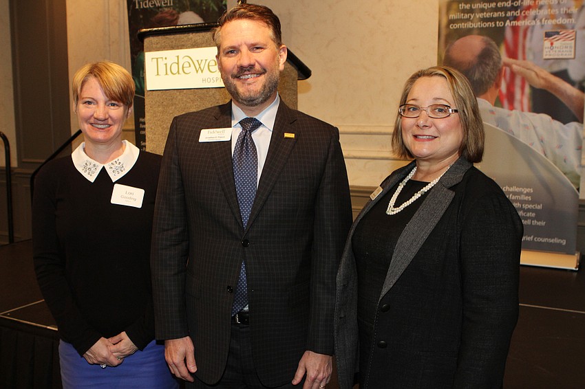 Lori Gooding, Tidewell President and CEO Jonathan Fleece and Debbie Mason