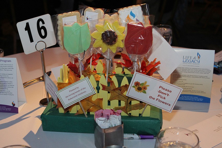 Each table had sweet flowers.