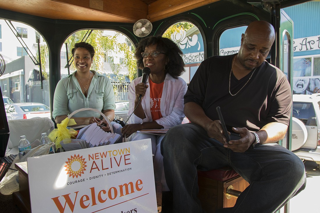 Residents ride the Newtown Alive trolley. File Photo