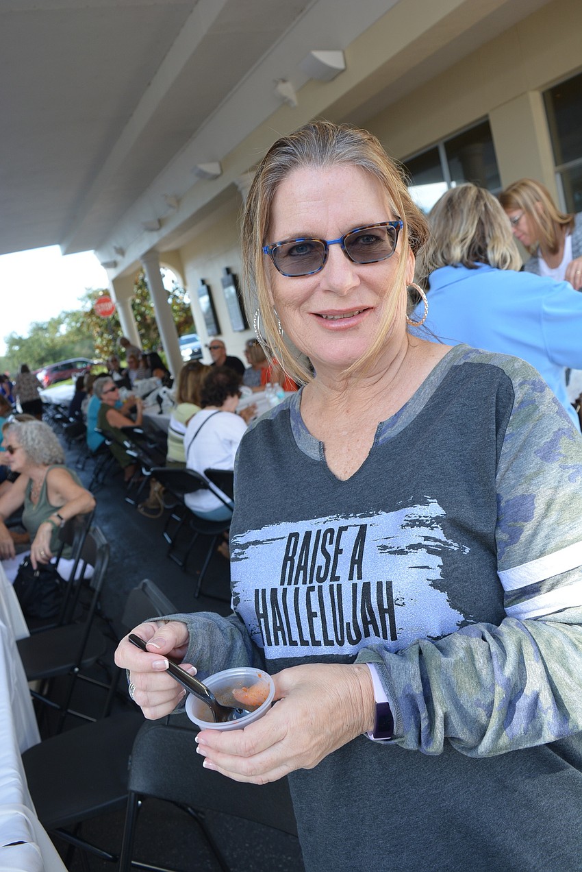 As a new retiree, Summerfield's Carol Beaty finally got to enjoy the Empty Bowls lunch. She selected a chili from Nancy's Bar-B-Q. 