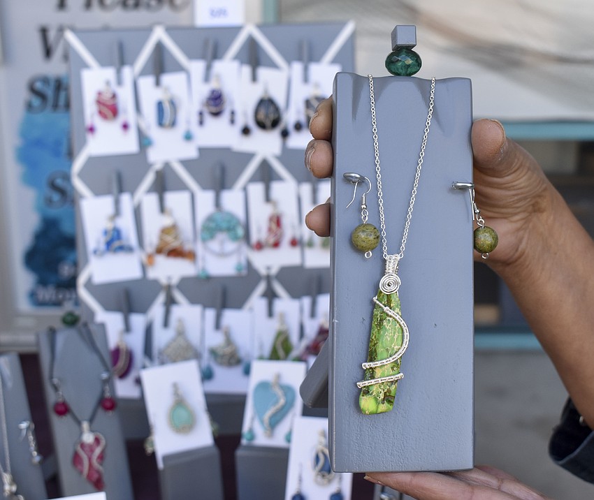 Metal-weaved jewelry comes from Robin Sue Designs.