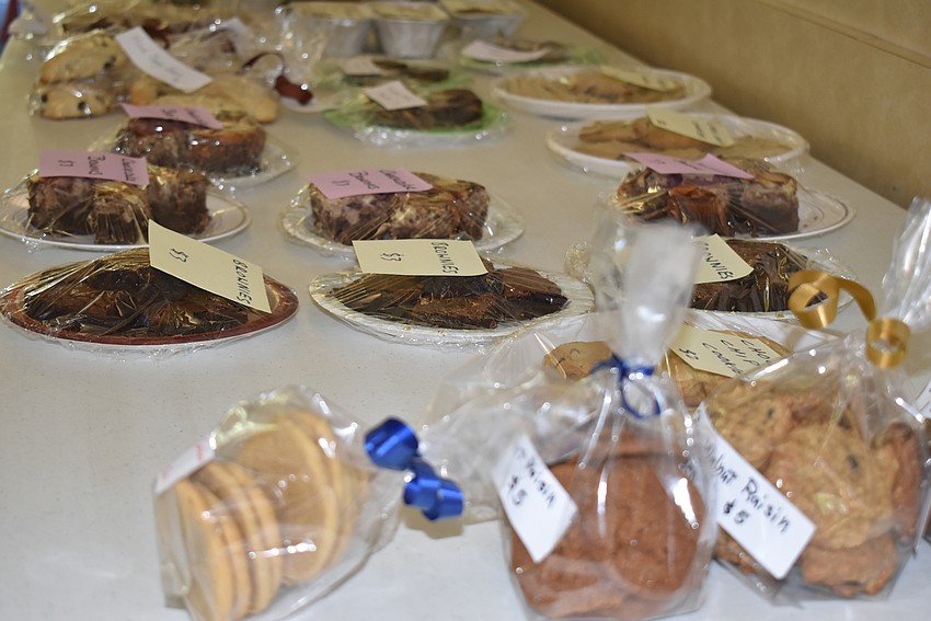 Cookies, brownies and other sweet treats lined a table in the hall.