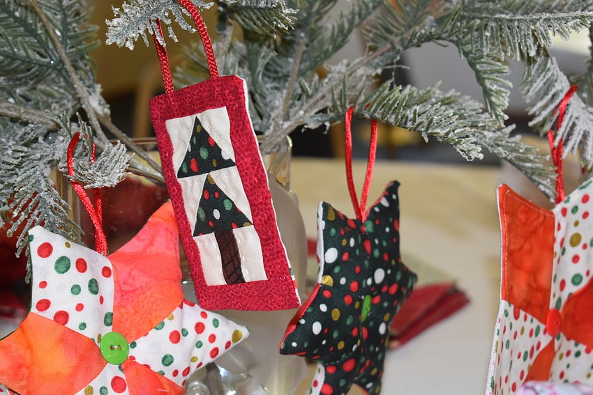 Hand-quilted Christmas ornaments were also for sale.