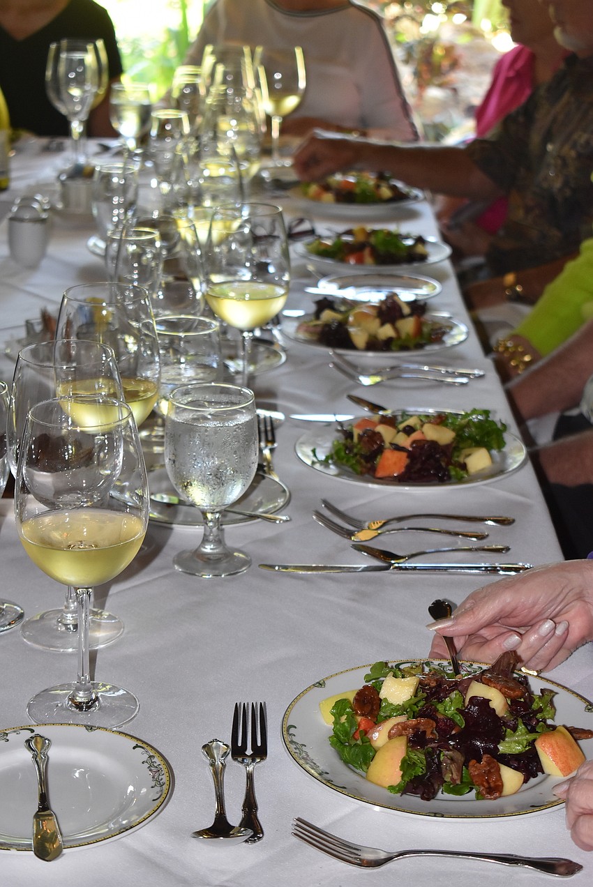 The first course was served with chardonnay from Imagery Estate Winery.