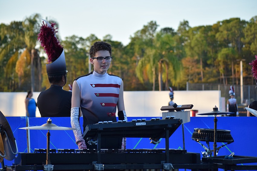 Brendan Chew, a Braden River junior, is one of the pit members in the band.