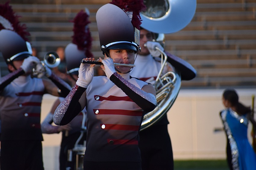 Cara Bailey, a Braden River sophomore, plays piccolo in the band's final performance.