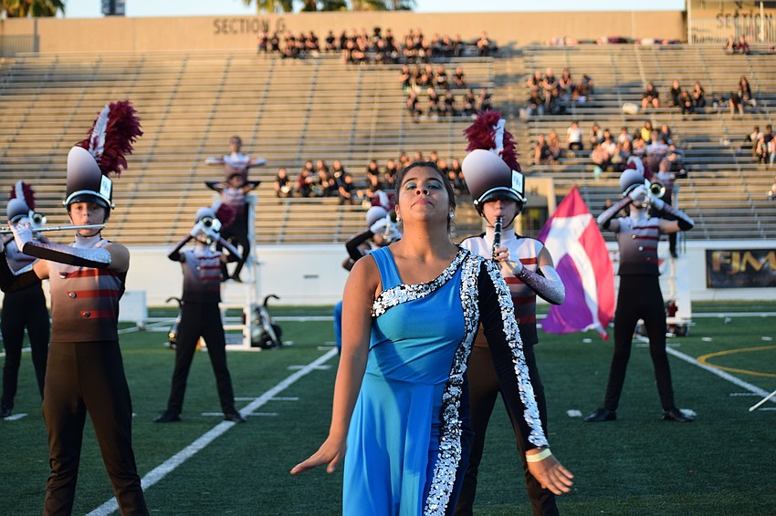 Braden River's color guard and band work to put on their best performance during finals.