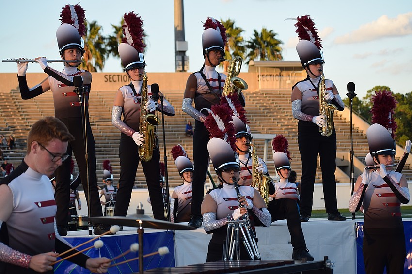 Members of Braden River's wind section take center stage during the band's performance.