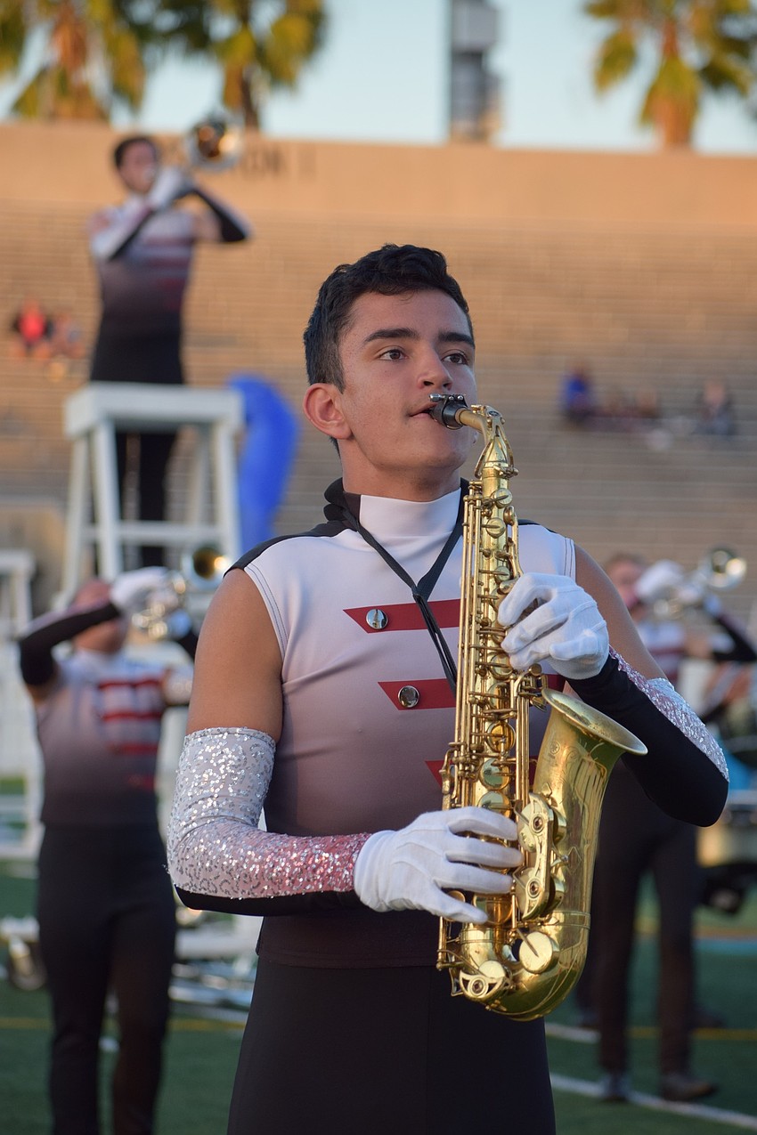 Braden River's Jordan Sheehan packs a punch in some of the band's final notes.
