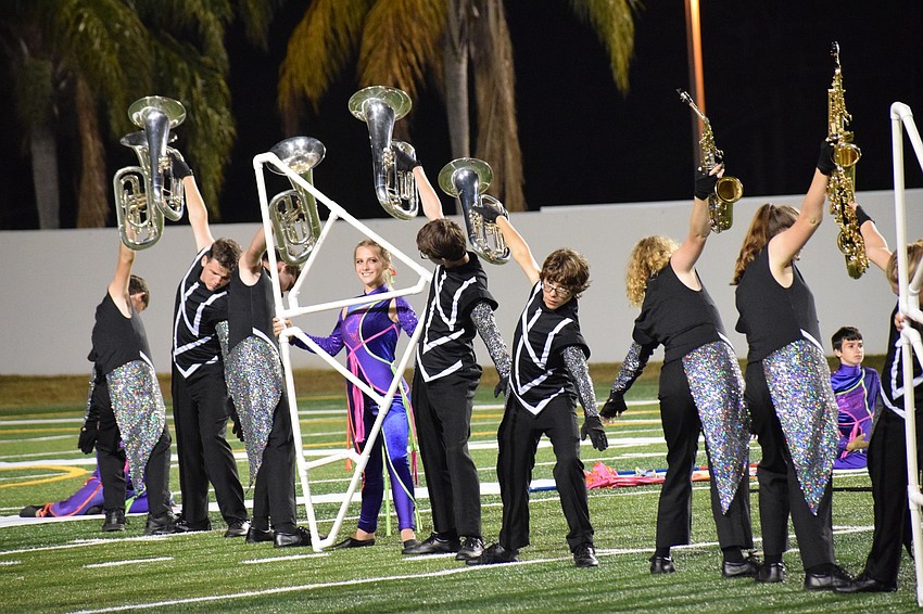 Lakewood Ranch Marching Mustangs strike their opening pose for their final performance.