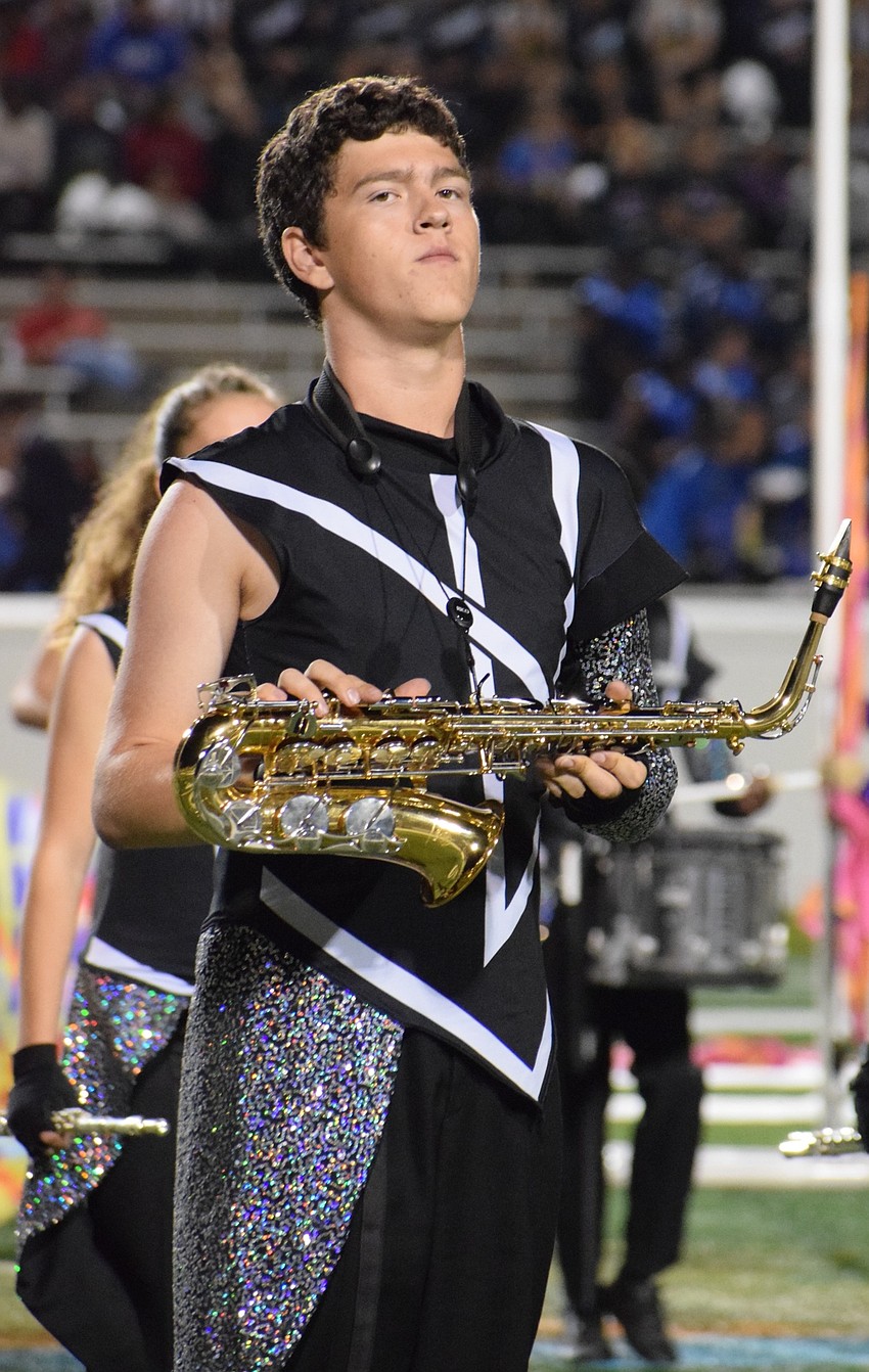Lakewood Ranch senior Scott Baker pauses for a moment as planned during the drill.