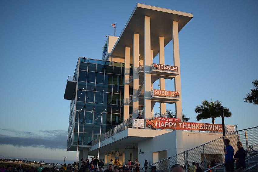 The finish tower had the message just right for the event.