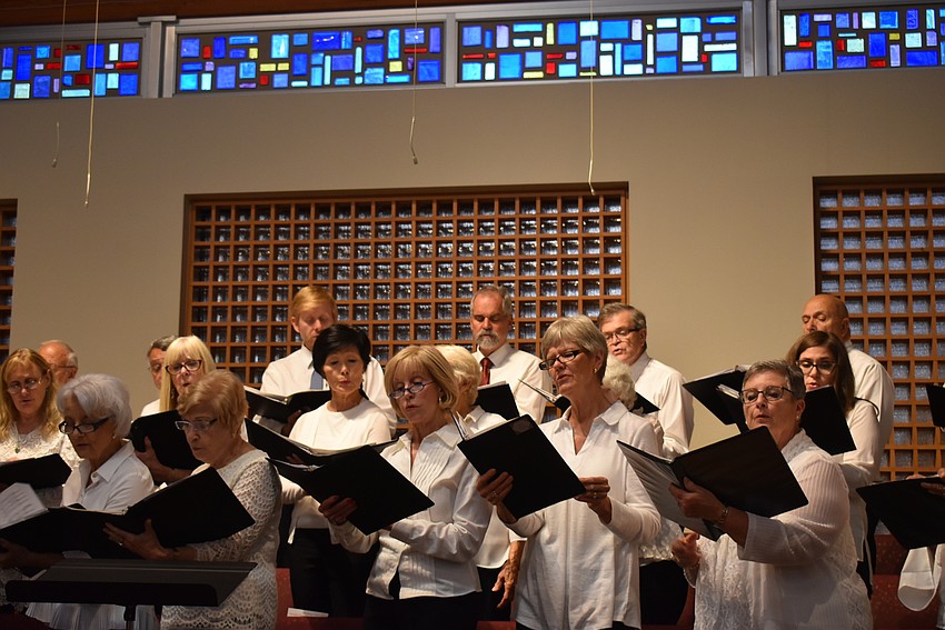 The choir sings during the service.