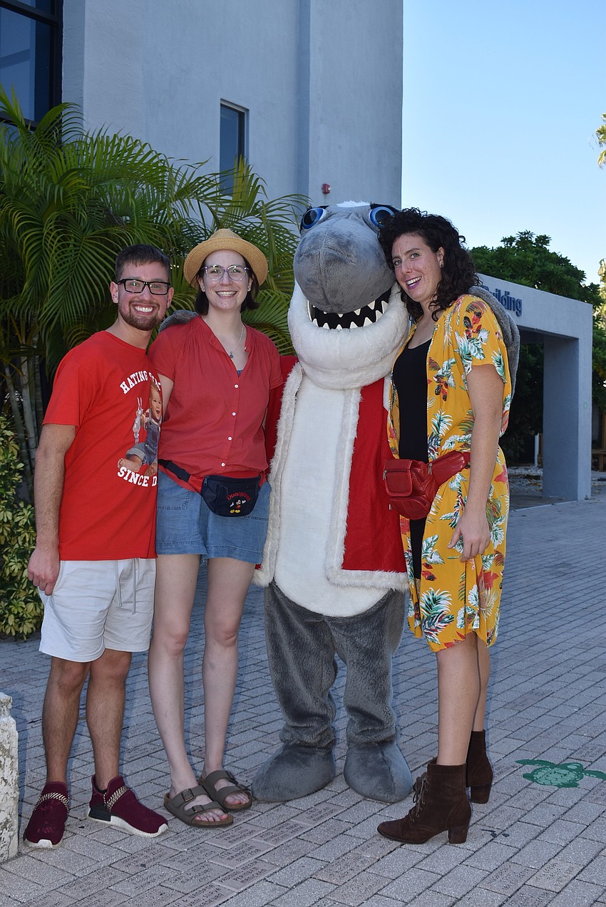 Josh and Catherine Hayes and Greer Babbe with Santa Jaws.