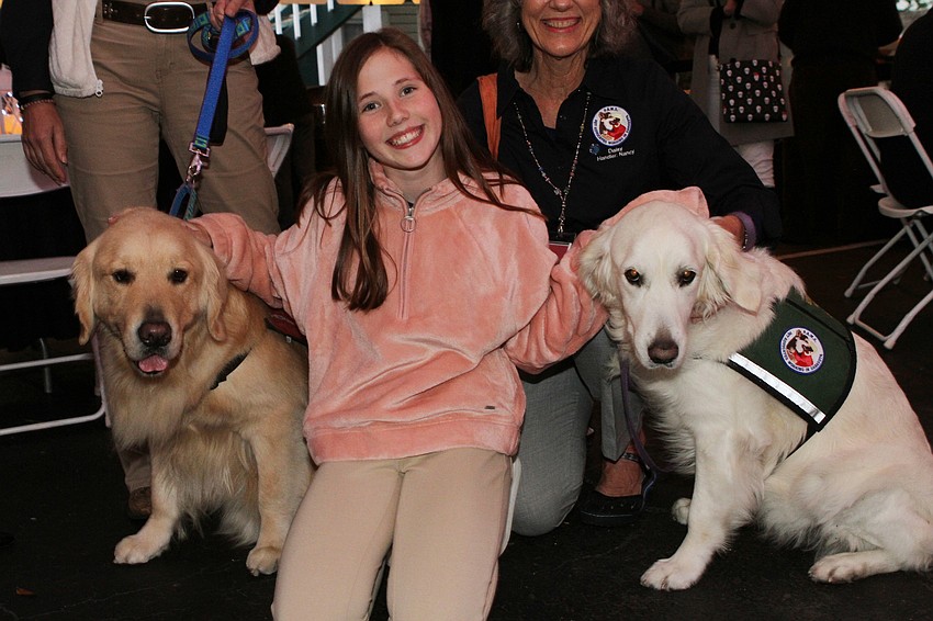 Cracker the service dog, Samantha Fox and Daisy the service dog