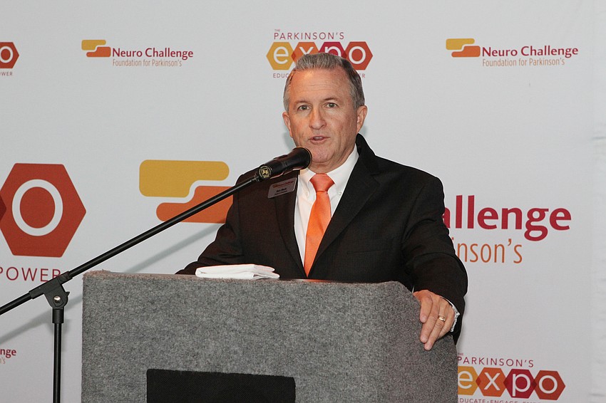 Board chair Ron Beck addressed the crowd.