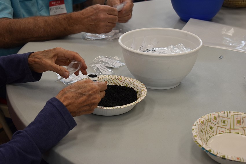 Over 2000 onion seed packets were packed at Christ Church.