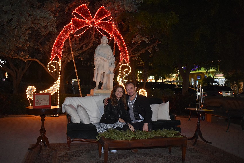 Lori and Mike Kay at the photo setup they ran throughout the night.