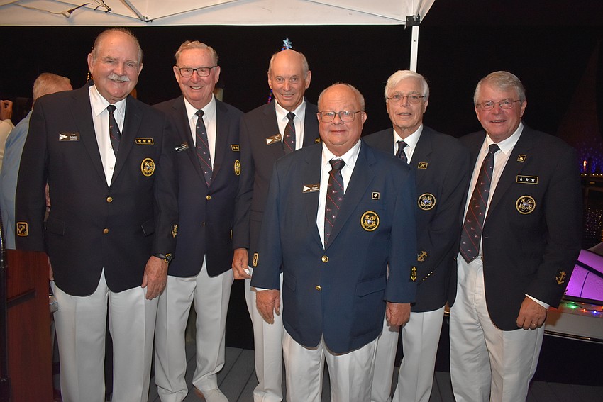 Commodore Curt Schantz, Vice Commodore Jim Chadwick, Fleet Captain Warren Vose, Rear Commodore Dave Thomas, secretary Mike Baker and Charlie Wilson.