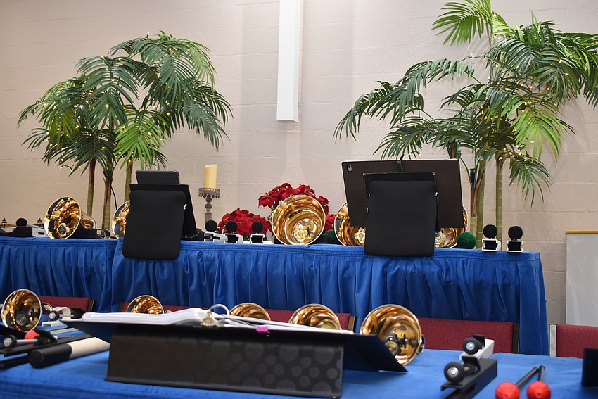 The set-up of bells before the concert.