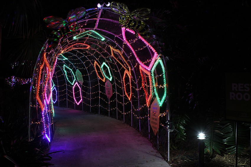 Attendees walked through a multi-colored bumblebee tunnel.