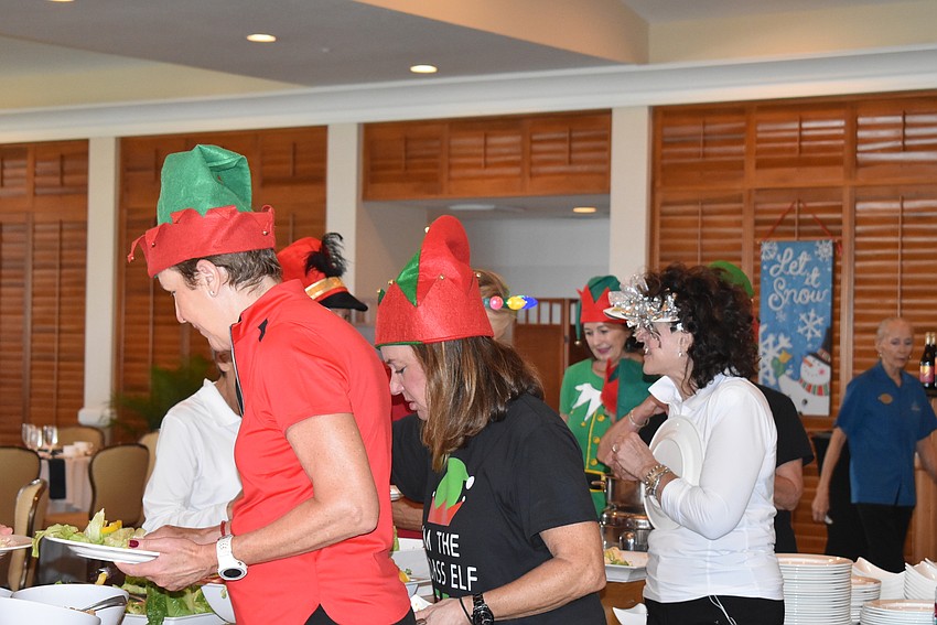 Ladies line up for lunch.