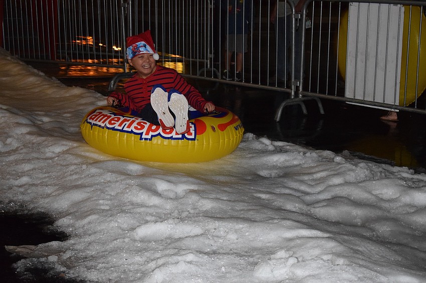 Lakewood Ranch's Dario Dokko, 11, has a blast sledding on real snow.