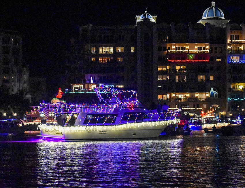One of the boats waits in line before it goes along the parade route.