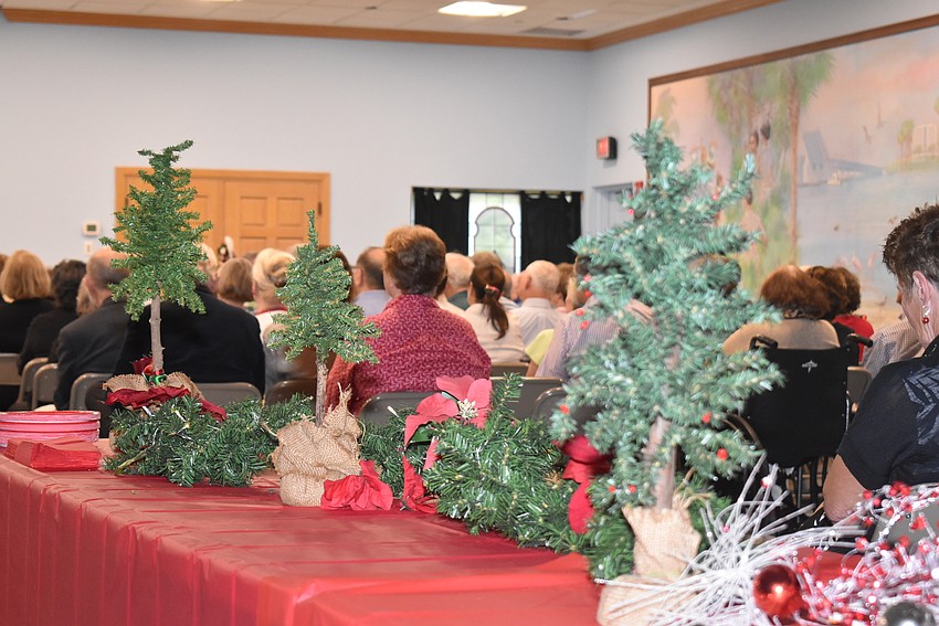 The table was set with trees during the concert.