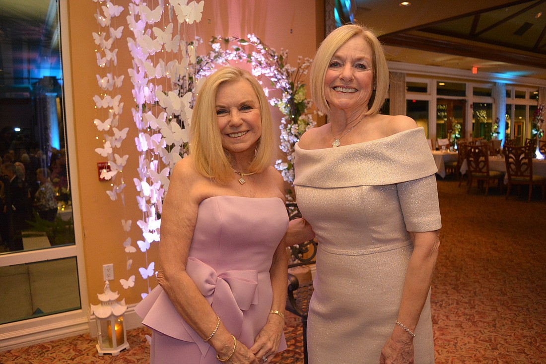 Diamond and Crystal Ball co-chairwomen Jan Doench and Ronni Sachs loved planning their "Secret Garden" themed event for the University Park Women&#39;s Club. Photo by Pam Eubanks.