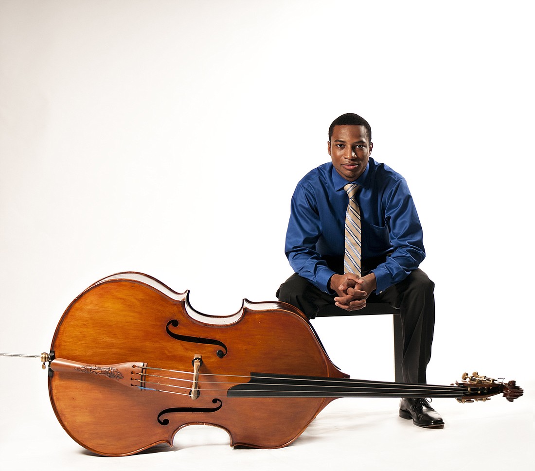 Xavier Foley, Music Mondays&#39; next guest, plays the double bass with rare dexterity. (Photo by Vanessa BriceÃ±o)