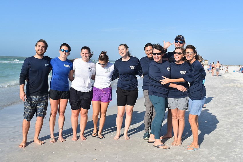 Mote Marine Laboratory and Aquarium staff and volunteers helped take Larissa down to the water.