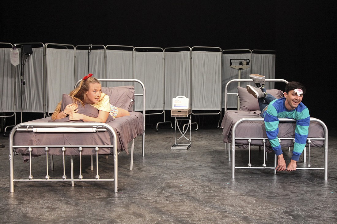 As children, Kayleen (Anna Newbury) and Doug (Alex Rodriguez) forge a relationship written in blood â€” and it stays that way â€” in "Gruesome Playground Injuries." (Photo: Frank Atura)
