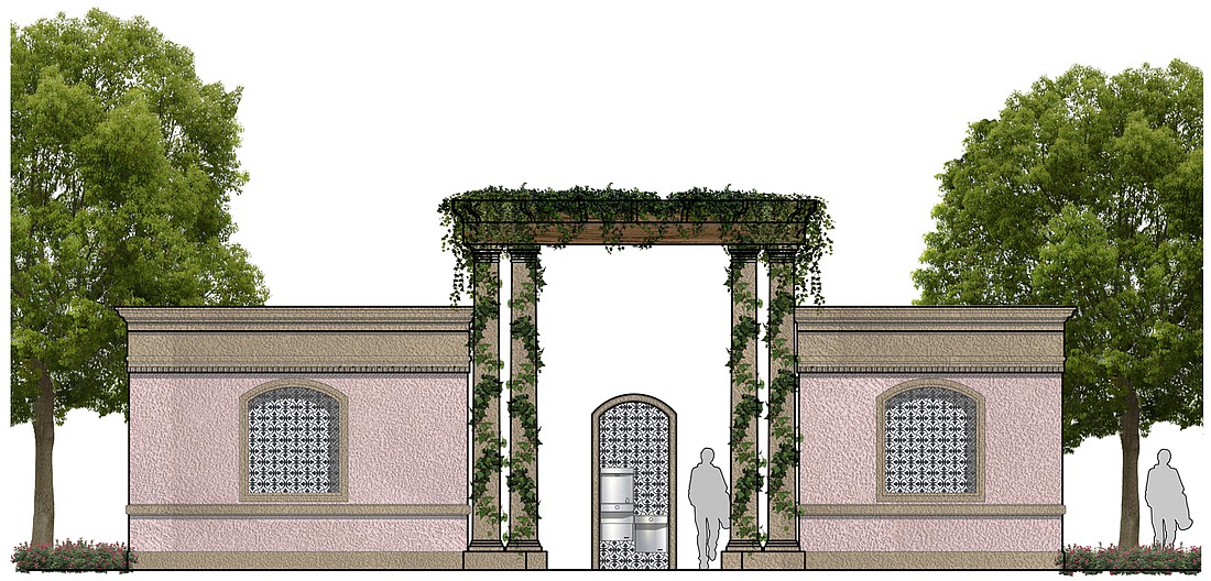 The latest design for the St. Armands Circle bathroom is intended to better reflect the existing look of the shopping district. Image courtesy city of Sarasota.