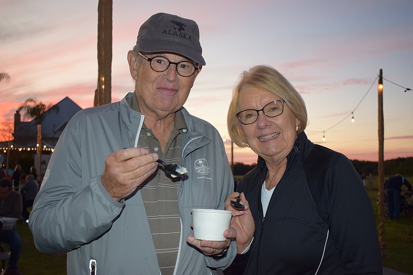 Brenda and Richard Carlson enjoy ice cream while listening to live music. The Carlsons moved to Lakewood Ranch a couple months ago and wanted to check out the different activities available in the area.