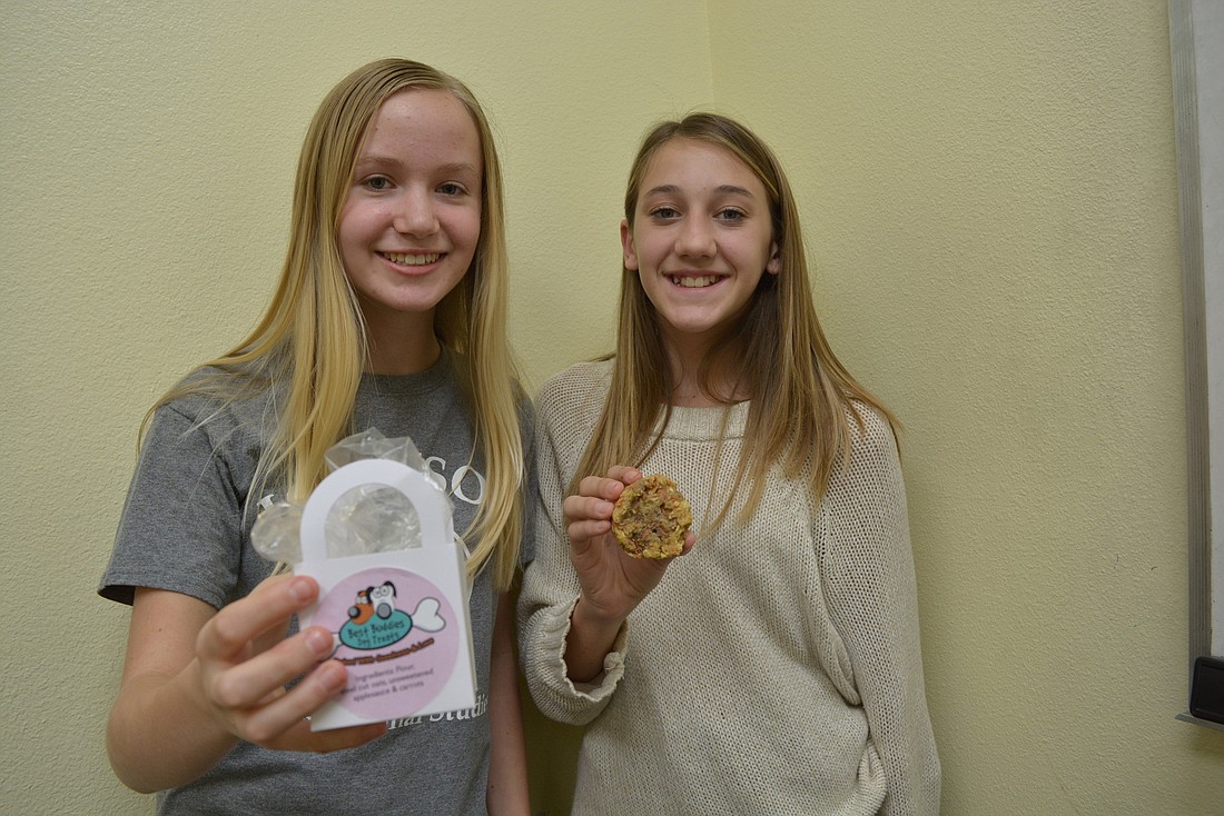 Ginger Matuszewski and Ava Thompsen hope to expand their offerings of pet treats at this year&#39;s Kids Biz Fair.
