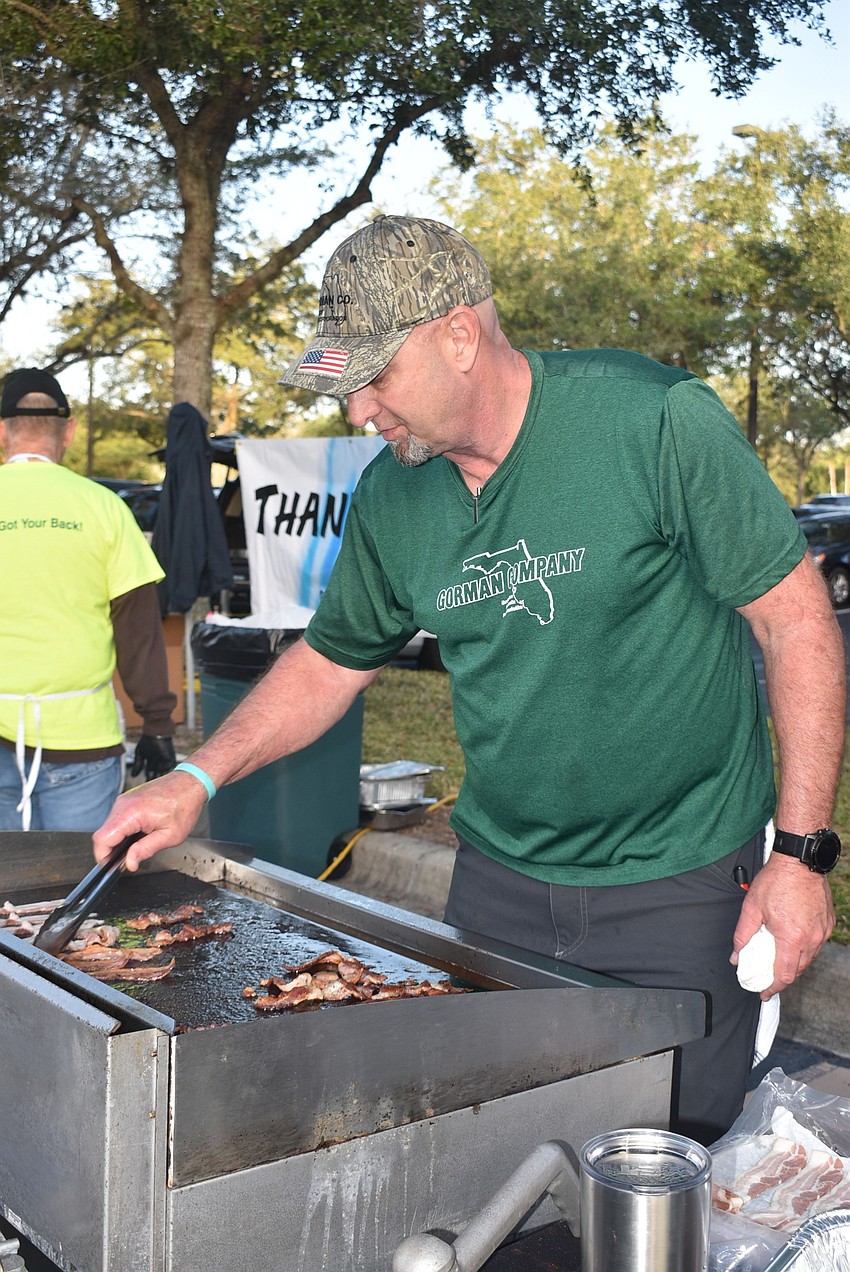 Jim Gochnauer mans the griddle.